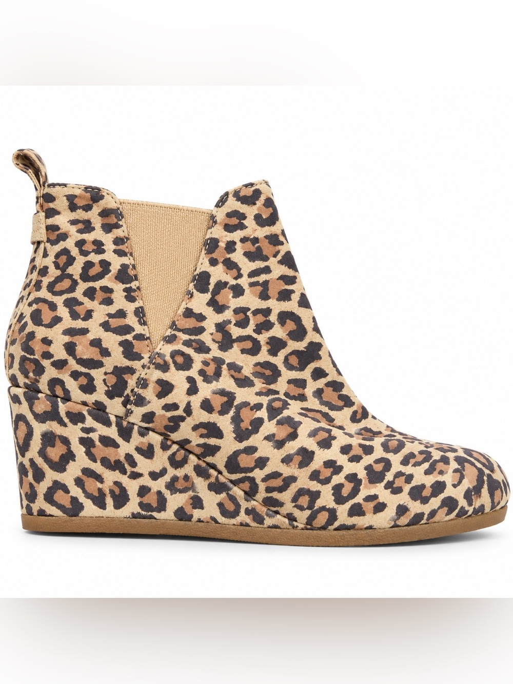 TOMS Leopard Print Wedge Ankle Bootie NWOT